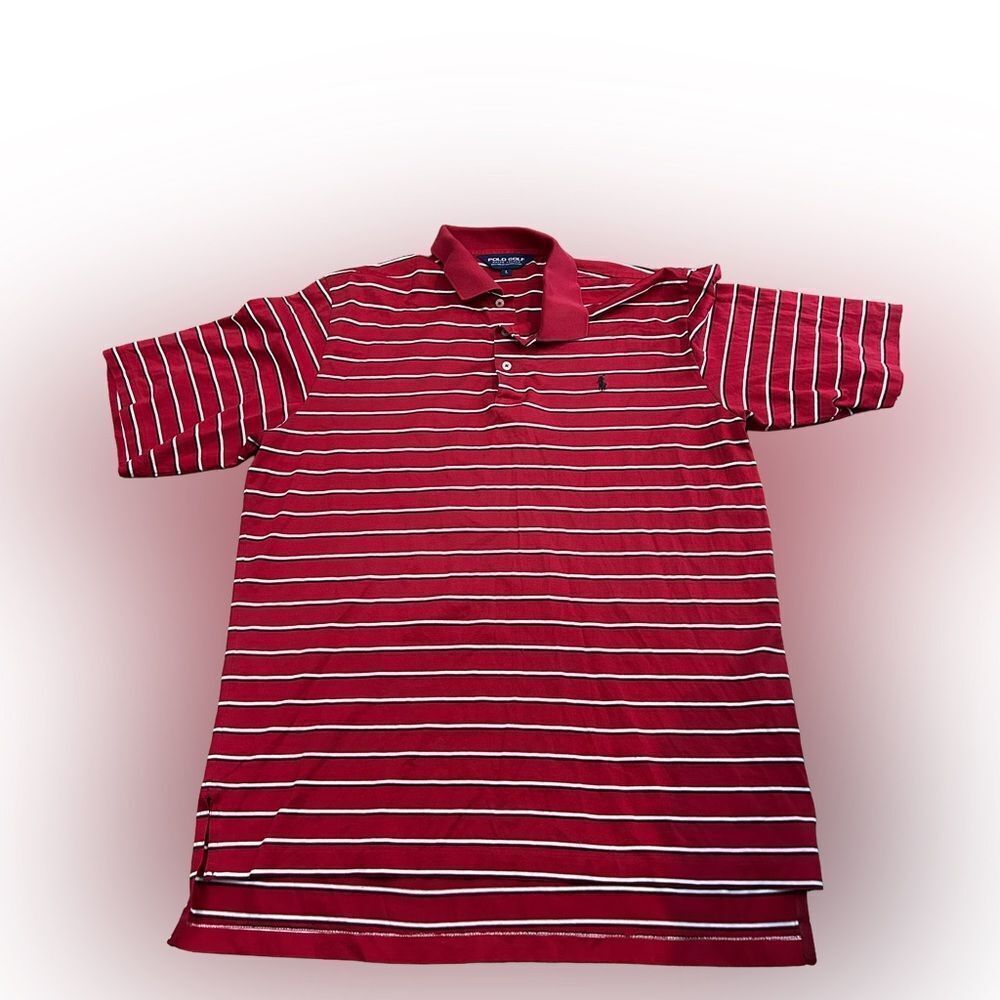 Polo Golf Ralph Lauren Red and White Striped Polo Shirt